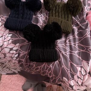 Cozy Knit Pom-Pom Beanie for Kids - Black, Navy, Olive